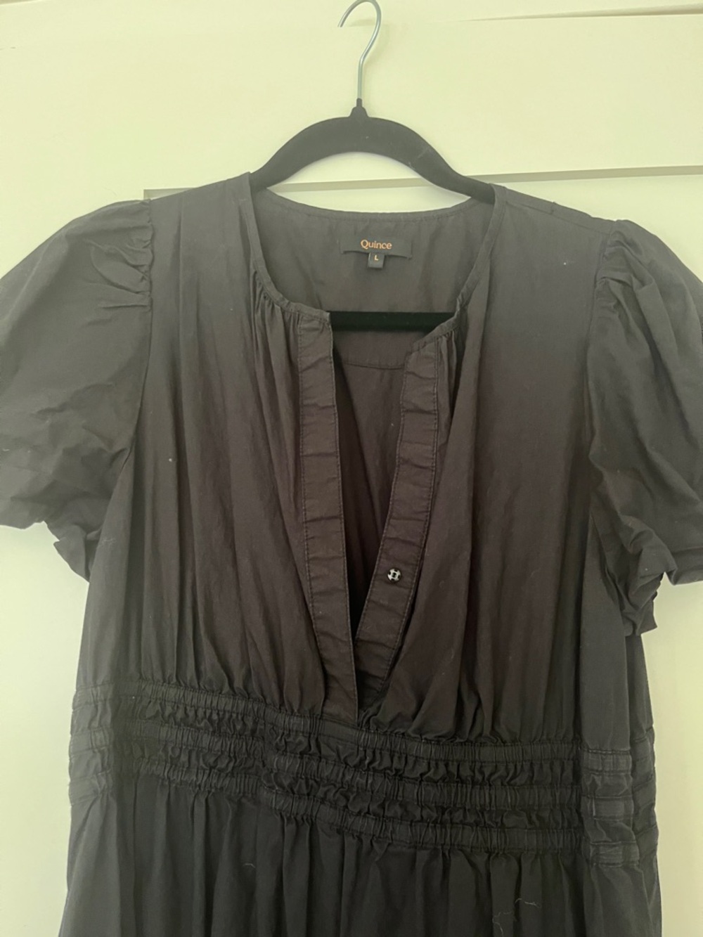 Quince Black Smocked Tiered Maxi Dress - Picture 4 of 5